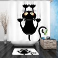 thumbnail image 3 of rideau De Douche Auto - Assembl (chat Noir, 150x180), Motif De Chat Humoristique, Impermable L'eau Et La Moisissure, Salle De Bain Avec Crochet, 3 of 5