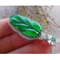 thumbnail image 4 of Icy Green Silver 925 Certified BURMA 100% Natural A JADE Jadeite pendant Leaf Necklace 668173 TN, 4 of 11