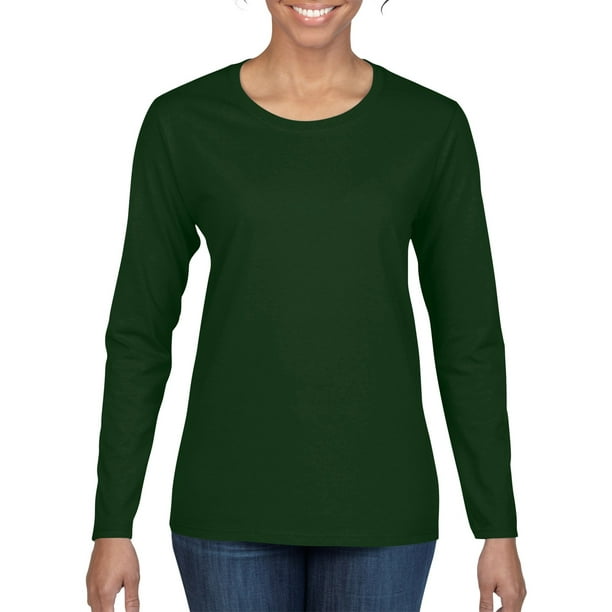 Gildan - Ladies' Heavy Cotton™ Long-Sleeve T-Shirt - FOREST GREEN - 2XL ...