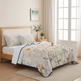 thumbnail image 5 of Queen Quilt Set 90''x96'', Spring Flowers Lightweight Bedspread Coverlet Set with 2 Pillow Shams, Watercolor Wildflowers Farmhouse Floral Breathable All Season Quilt Bedding for Bedroom/Guest Room, 5 of 9