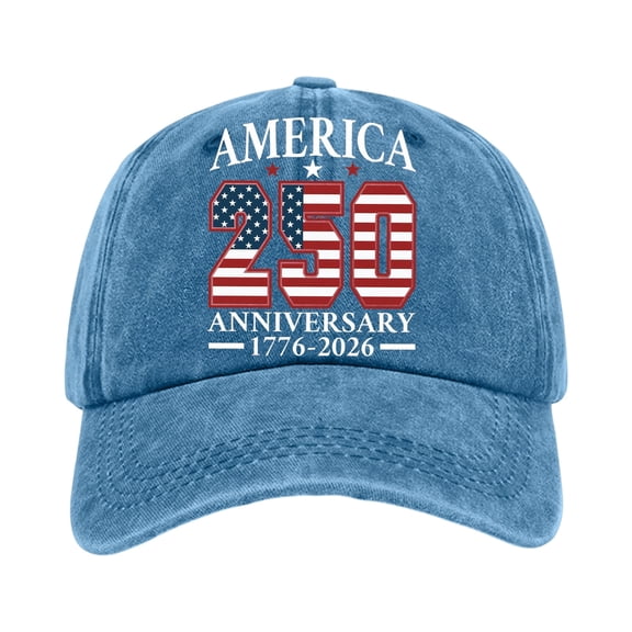 USA 250th Anniversary Hat 1776-2026 USA Patriotic Baseball Cap Adjustable Distressed Denim Cap Veteran Gift for Men Women,Light Blue