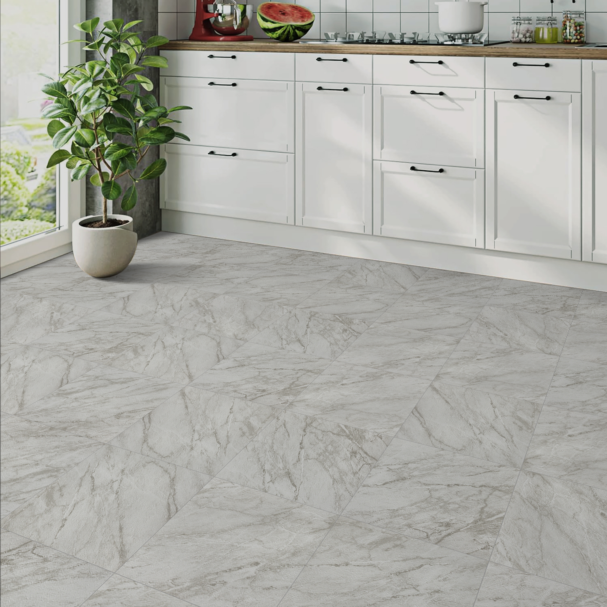 (2 pack) Abyssaly 12 inch x 12 inch (10 pcs) White Gray Marble Peel and Stick Floor Tiles Removable Vinyl Floor Tiles Self-Adhesive Flooring for Bathroom and Kitchen