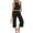 Black, variant on Women's 2 Piece Outfits Summer Sleeveless Wide Leg Capris Tracksuits Casual Cotrast Colors Lounge Sets