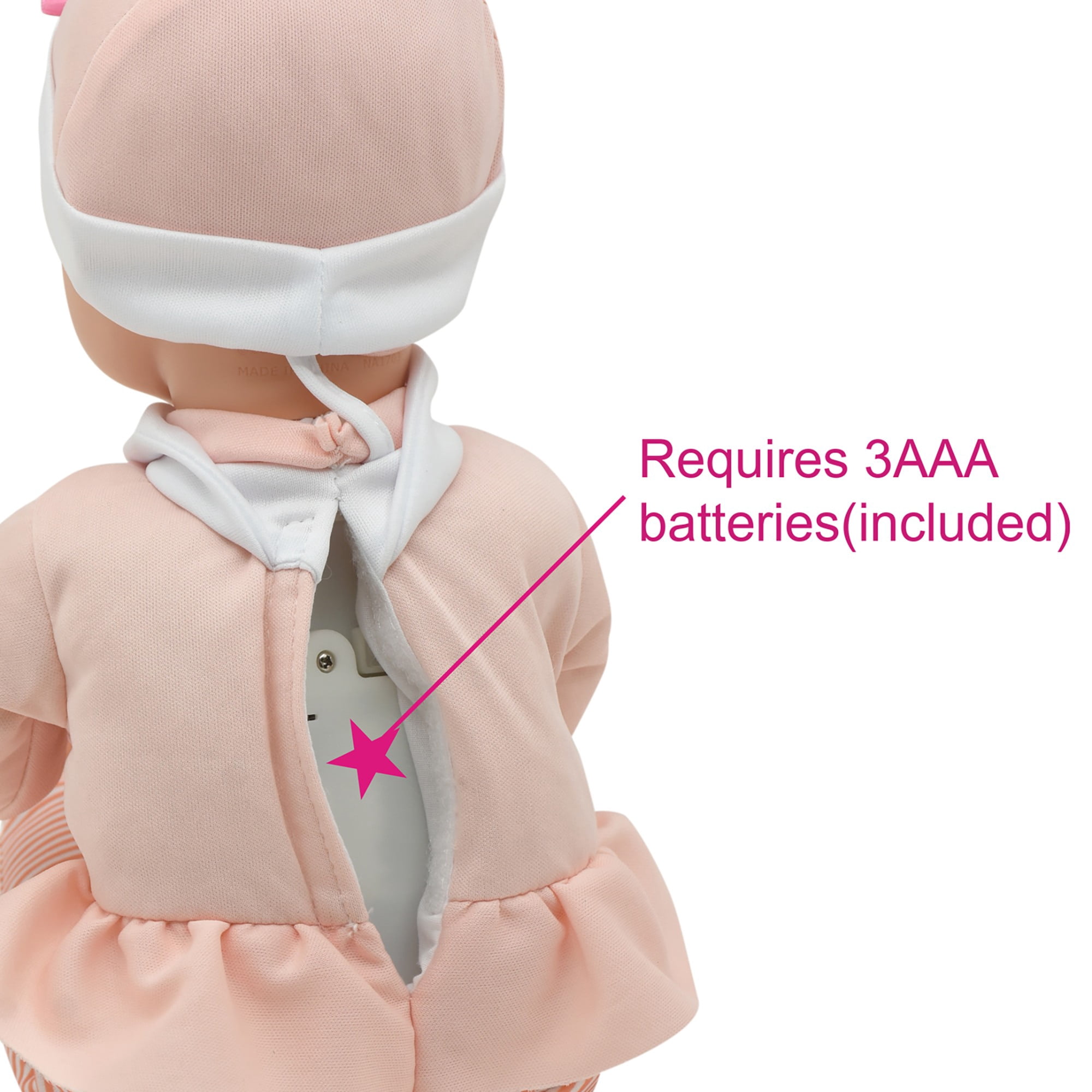 Little Darlings: Sweet Touch 14" Baby Doll - Fox-Pink-White - Soft Body, Makes Sounds, Sucks Thumb & Grabs Bottle, Interactive Toy, Kid-Toddler Age 2+