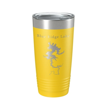 

Blue Ridge Lake Map Tumbler Travel Mug Insulated Laser Engraved Coffee Cup Georgia 20 oz Yellow