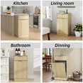 thumbnail image 4 of 10-Gallon Tilt Out Trash Can Cabinet, Wooden Hidden Garbage Can Holder with Storage and Drawer, Laundry Hamper Cabinet for Bathroom, Kitchen, Oak, 4 of 7