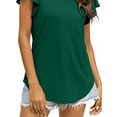 thumbnail image 3 of Gvmfive Women Ruffled Short Sleeve Casual Plain V Neck Tops Blouse T Shirt, 3 of 4