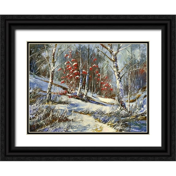 Chodyukov, Aleksander 32x25 Black Ornate Wood Framed with Double Matting Museum Art Print Titled - Sunbeams in the Snow