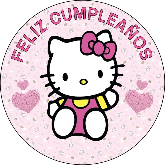 7.5 Inch Edible Cake Toppers – Pink Kitty Inspired Birthday Party Collection of Edible Cake Decorations