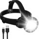 thumbnail image 1 of Linterna frontal recargable, foco LED portátil de 4 modos, superbrillante, ajustable, 90 grados, resistente al agua, para adultos, para acampar al aire libre, 1 of 5