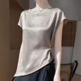 thumbnail image 2 of Bovxnpu Summer Short Sleeve T Shirts Pullover Top V Neck Satin Lace Elegant Spring Summer Tops (Women's or Women's Plus), 2 of 4