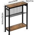 thumbnail image 3 of Small Side Table for Small Space, 3-Tier Narrow End Table with Magazine Holder,Slim Nightstand, Skinny Snack Couch Table in Living Room, Bedroom Study and Balcony (Rustic Brown &Black) Patent Pending, 3 of 9