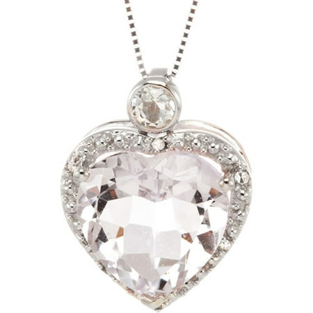 5.95 Carat T.G.W. Amethyst and .18 Carat T.G.W. White Topaz with Diamond Accent 10kt White Gold Pendant, 18