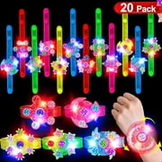 20 Pack LED Light Up Fidget Spin Bracelets 5 Colors Kids Party Favors Goodie Bag Stuffers July 4th Glow in The Dark Party Supplies Return Gifts for Kids Toys Birthday Party Favors Classroom Prizes
