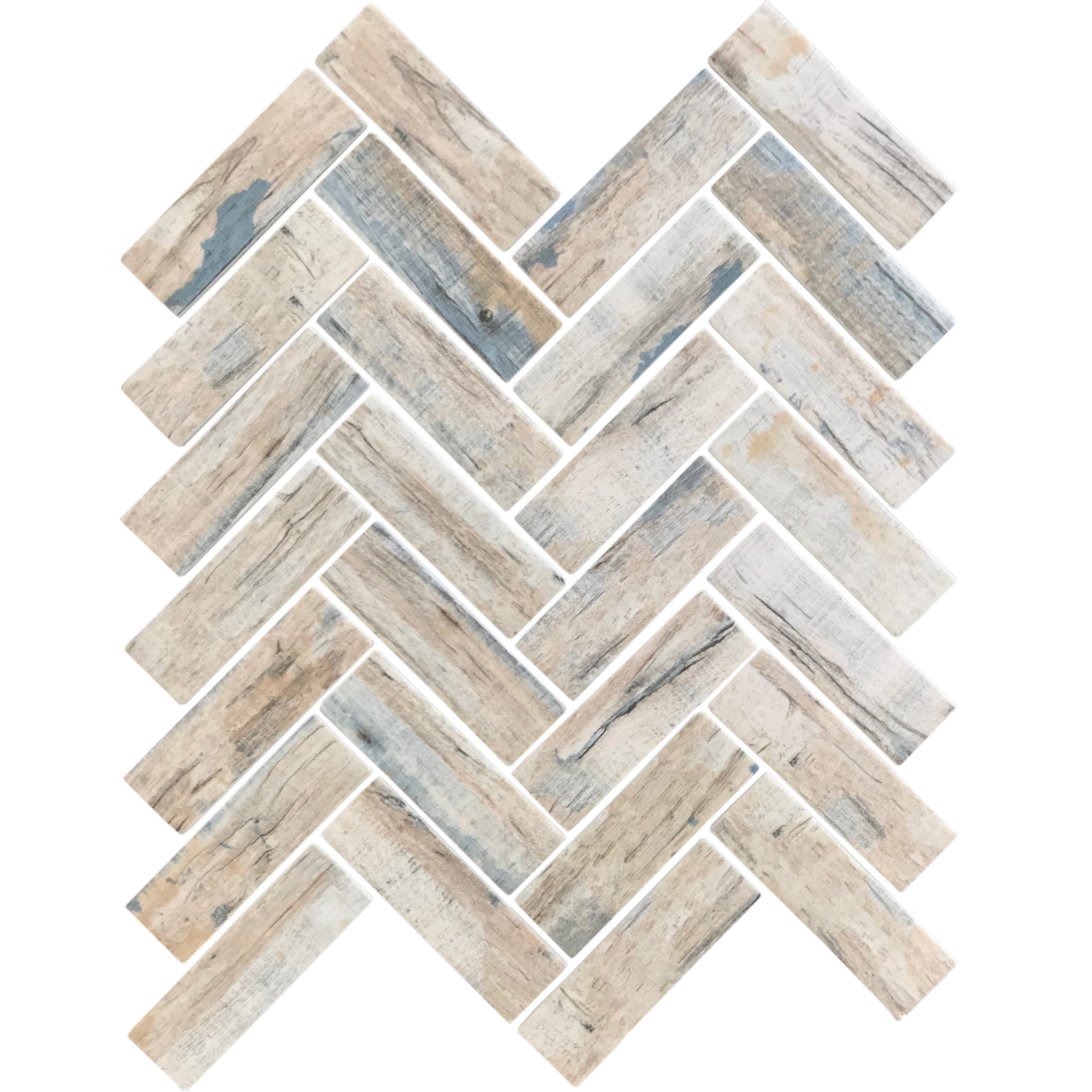 Apollo Tile   10 pack 11-in x 12.6-in Blue Beige Matte Finished Recycled Glass Herringbone Mosaic Tile (9.63 Sq ft/case)