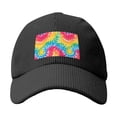 thumbnail image 4 of Baseball Cap Bent Eaves Design 6 Piece Cap Body Breathable Not Hot Plastic Cap Drag For Daily Travel Vacation Red Tie Dye Background Rainbow Colors (4) Black, 4 of 8