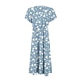 thumbnail image 5 of Jamsmile Womens Boho Maxi Dress Bohemian Style Summer Floral Print Short Sleeve High Waist Dresses Elegant Beach Long Dresses, 5 of 7