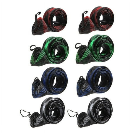 8Pcs Fishing Rod Sleeve Sock Fishing Rod Cover Scalable Braided Mesh Rod Sleeve Fishing Tools Accessories with Lanyard
