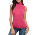 thumbnail image 2 of WonderWiz Women Sleeveless Mock Turtleneck Tank Tops Slim Fit Stretchy Layer Tee Shirts Hot Pink L, 2 of 5