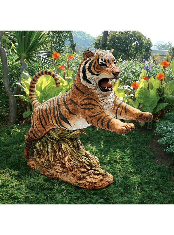 Design Toscano Jungle Cat Leaping Bengal Tiger Statue