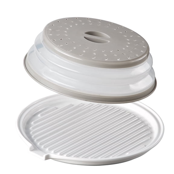 Microwave Bacon Tray With Lid Ceramic Bacon Cooker 13 Inch Round White