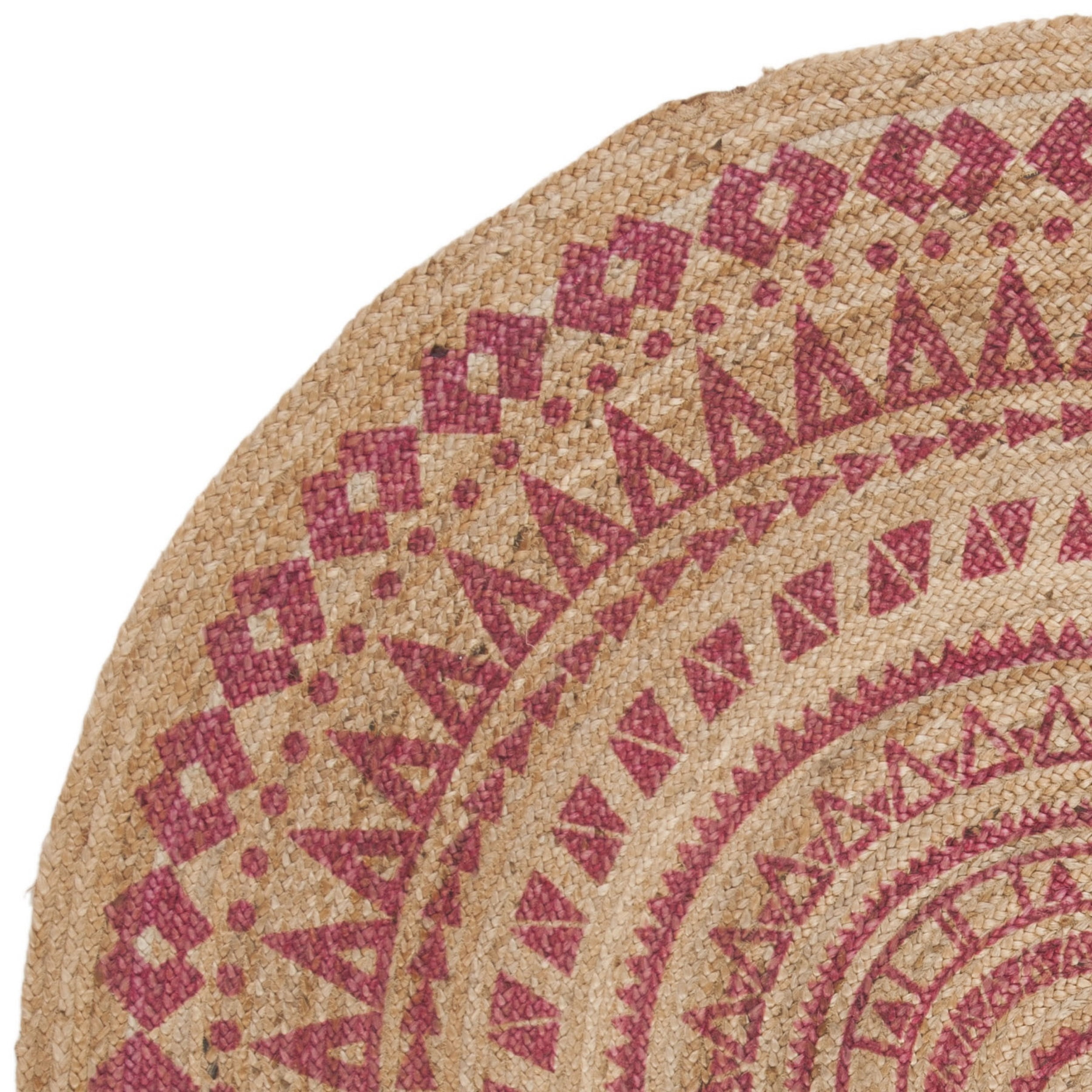 SAFAVIEH Natural Fiber Zoolander Geometric Jute Area Rug, Pink/Natural, 6' x 6' Round