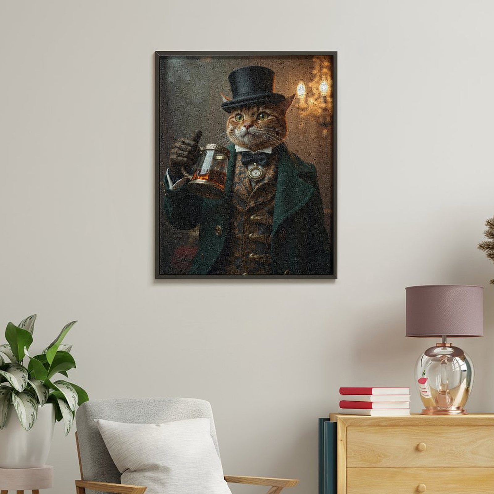 Paint by Numbers Kit for Adults, Steampunk Feline Gentleman Paint by Numbers, Easy Paint by Numbers Kit for Adults Beginner, DIY Adult Paint by Number Kits on Canvas, 12x16in Home Decor