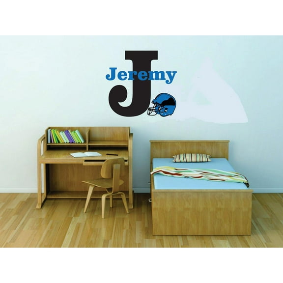 Personalized Name Vinyl Decal Sticker Custom Initial Wall Art Football Boys Sports Decor 16 Inches X 20 Inches