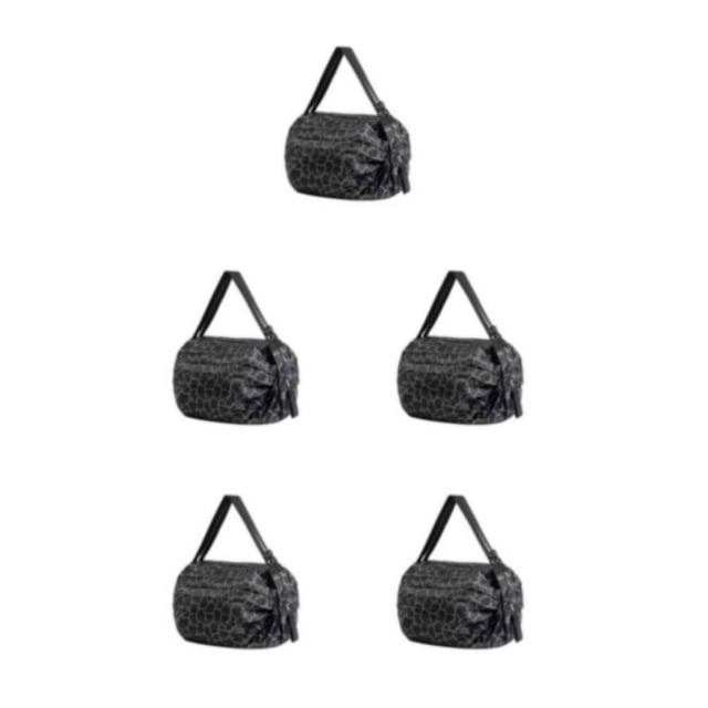 Thinsony Space-saving Foldable Storage Bags Items Organized On Go Reusable Polyester Shopping Bag For Travel Beach Bag Handbag black pantherpattern 5Set
