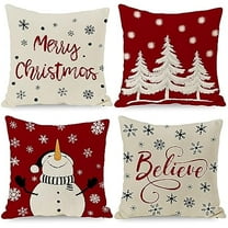 0829 Christmas Pillow Covers 20x20 Set of 4 for Christmas Decorations Snowman Christmas Tree Snowflakes Christmas Throw Pillow Covers Christmas Farmhouse Decor for Couch