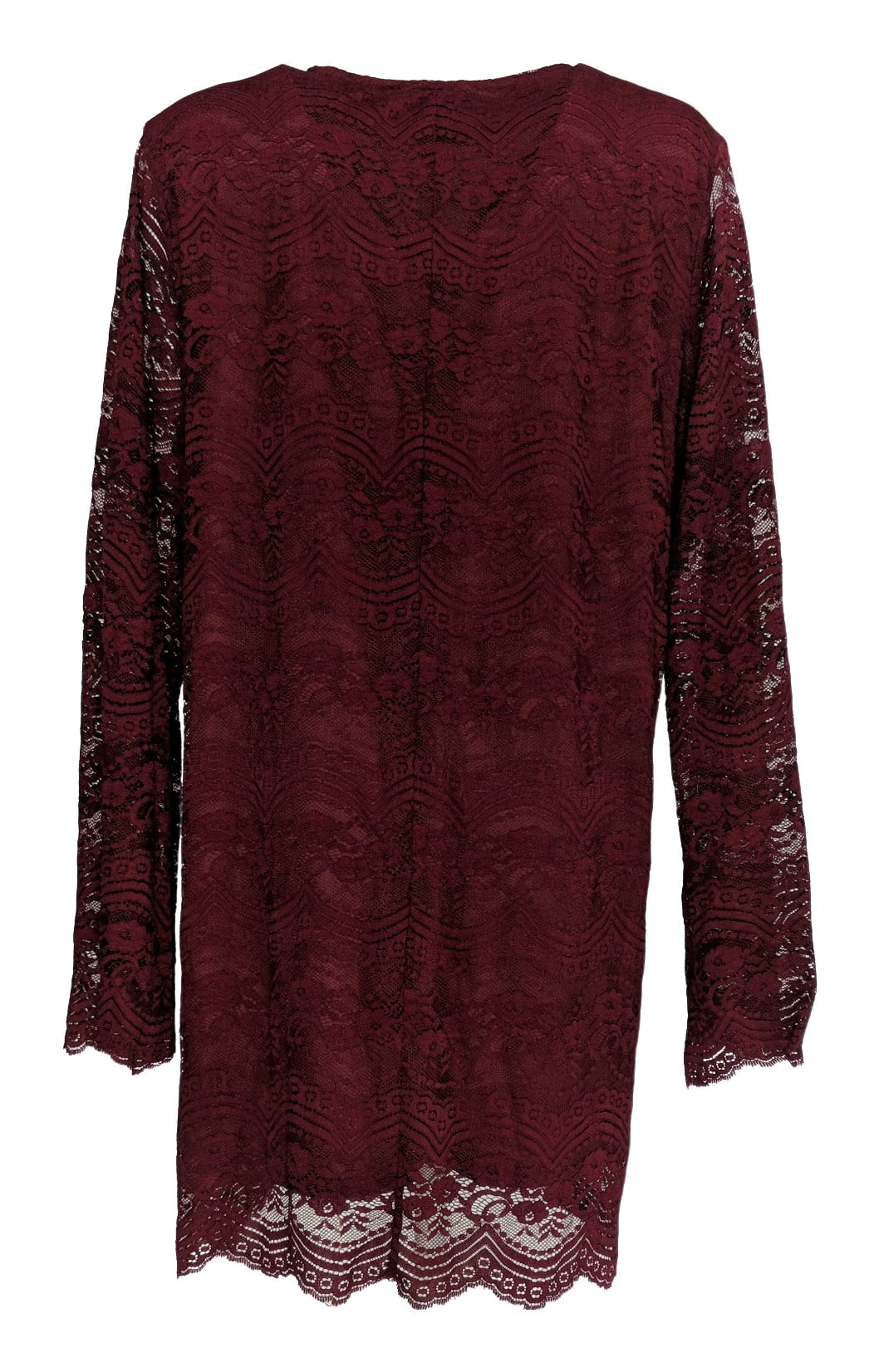 3X Lace-Up Long Sleeve Tunic Merlot Red 
