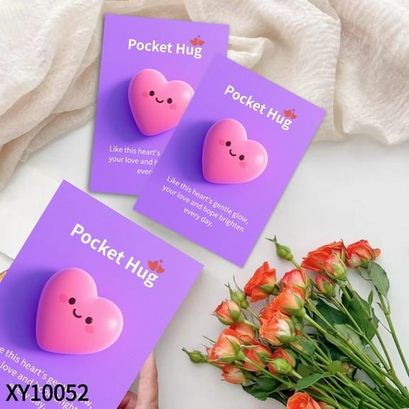 60pcs Pocket Hug Cards, Lovely Pocket Card Deco for Lucky Gifts for Family and Friends,Super Cute Heart  Emotional Support, Suitable for Desks, Hug Cards Christmas Stocking Decor Supplies for Girls