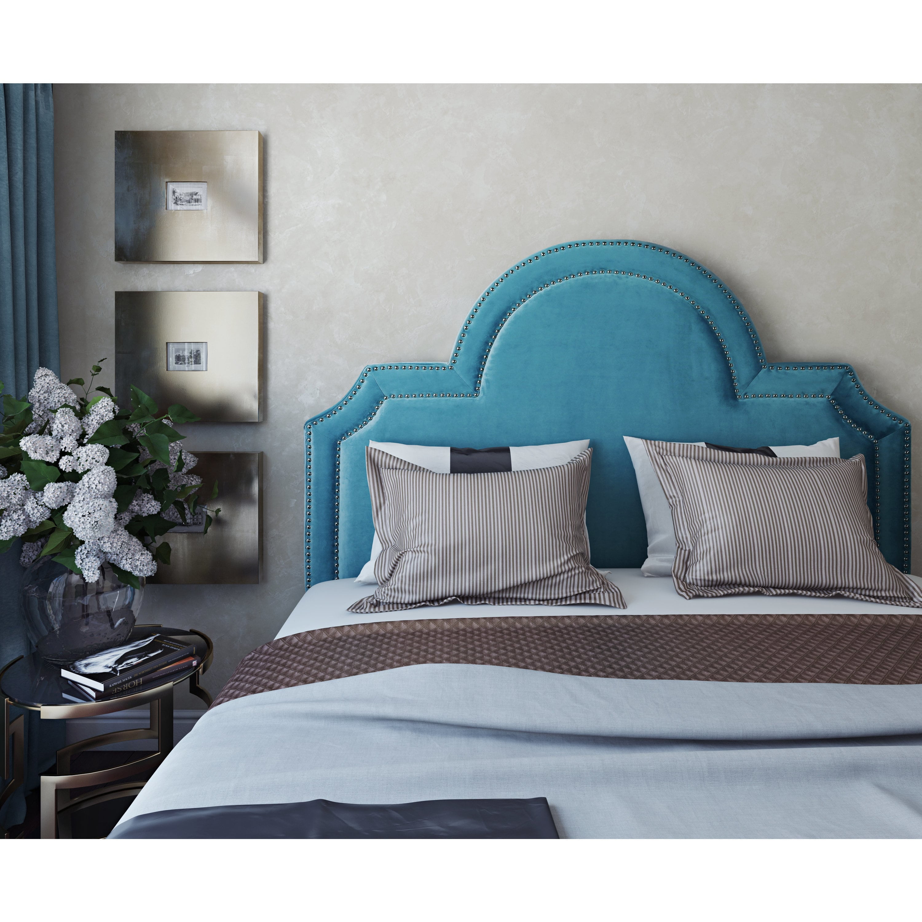 TOV Furniture Laylah Sea Blue Velvet Headboard