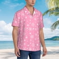 thumbnail image 2 of Lsque Snowflake pink backgrounds pattern Hawaiian Shirt for Men, Unisex Summer Beach Casual Short Sleeve Button Down Shirts-Large, 2 of 9
