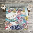 thumbnail image 3 of Ambesonne Mermaid Quilted Bedspread Set 3 Pcs, Sketchy Sea Coral Reefs, Queen Size, Multicolor, 3 of 3