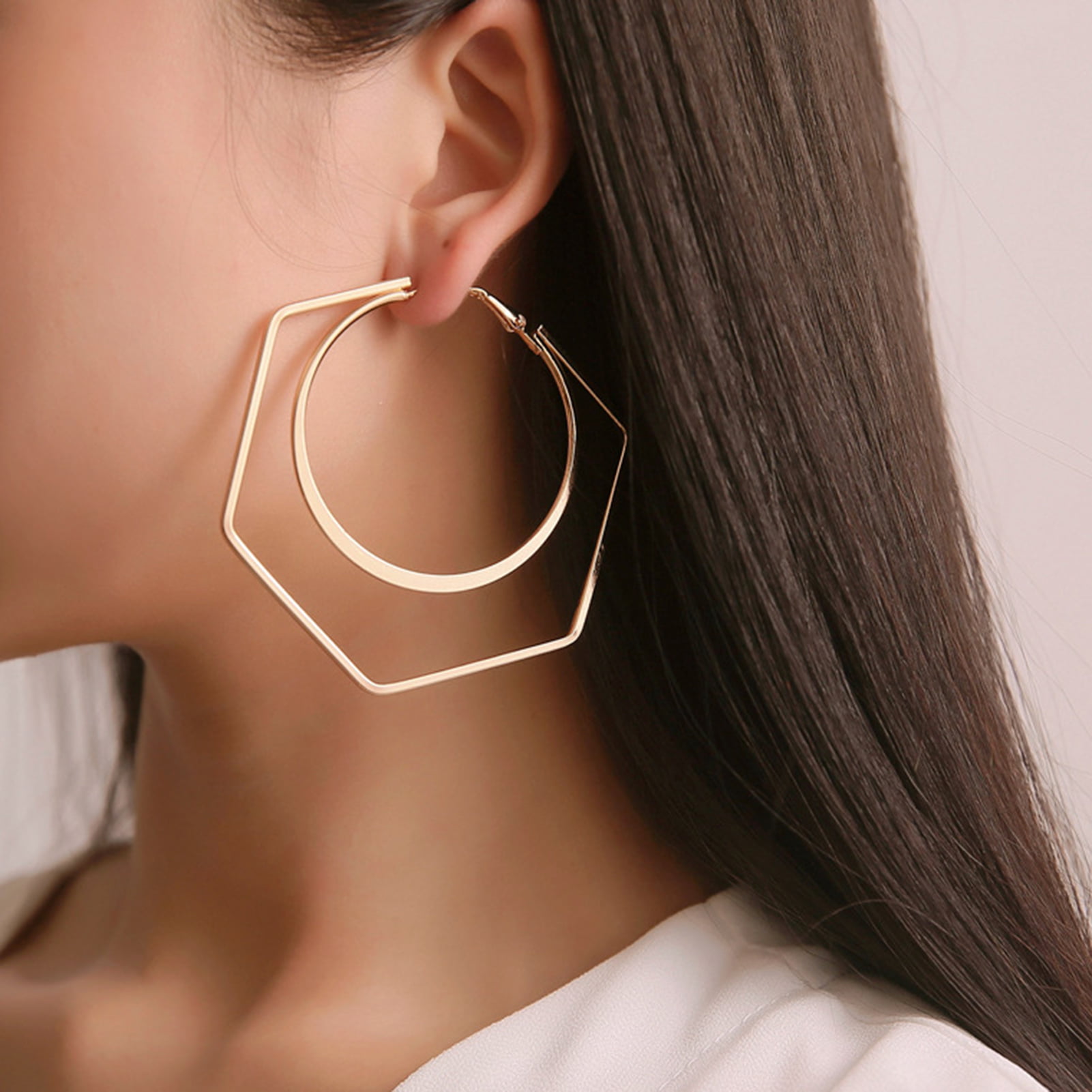Light hexagon earrings