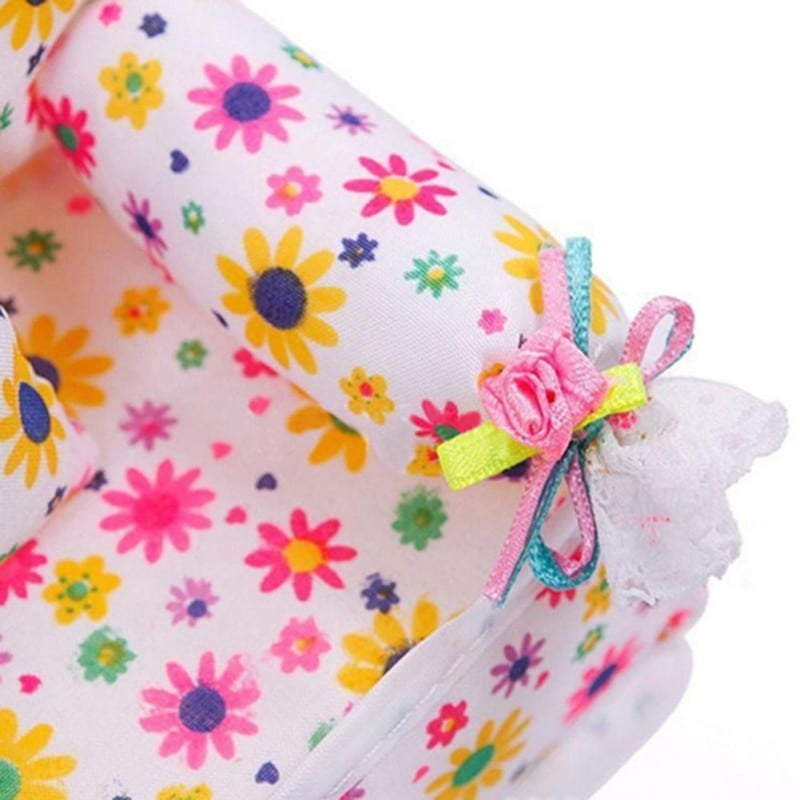 Miniature Doolhouse Furniture Flower Print Sofa Couch ratio Pillows S1I4 R4P2