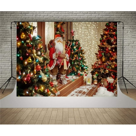 Image of ABPHOTO Polyester 7x5ft Christmas Backdrop Glitter Baubles Santa Background Xmas Baby Photography Backdrop Children