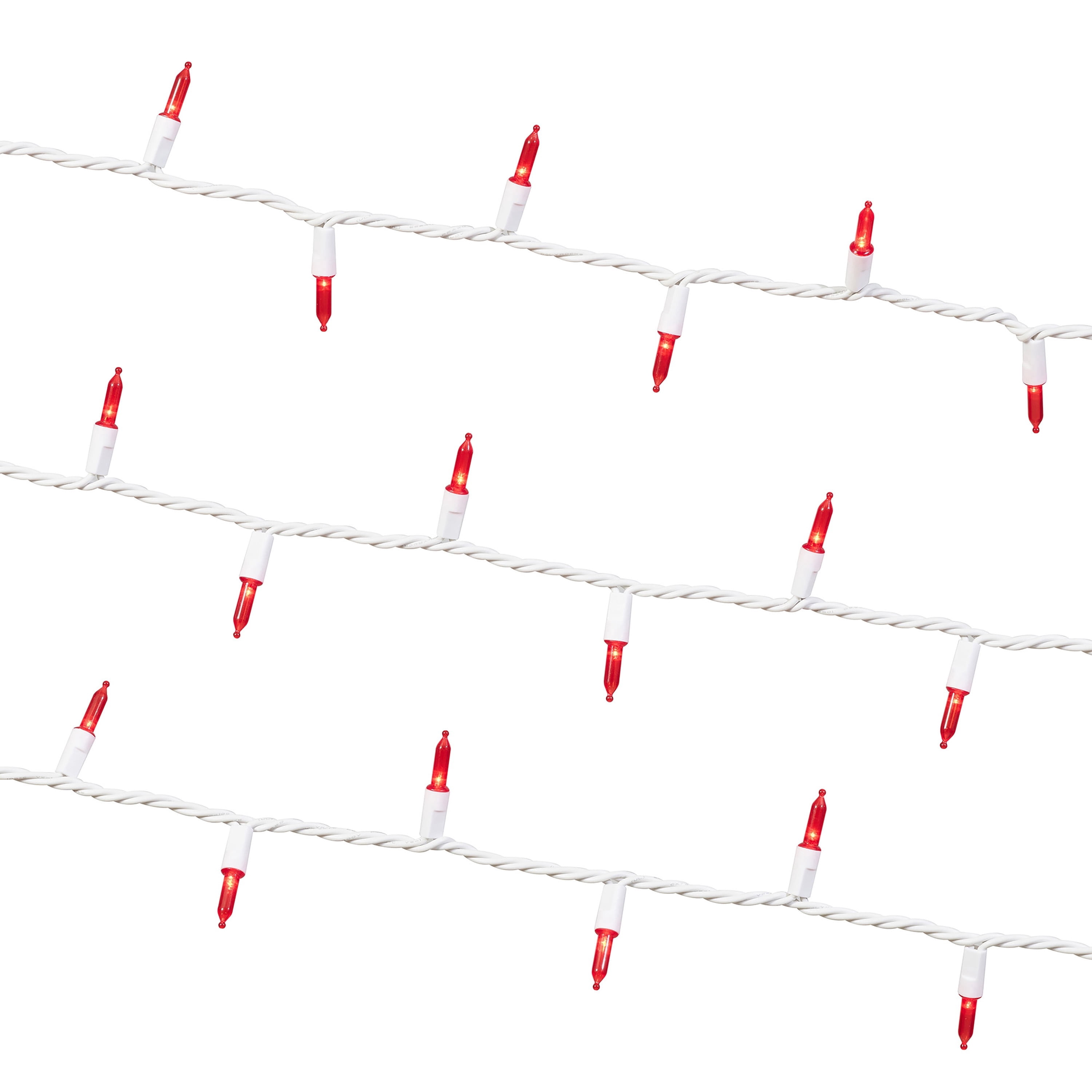 Indoor/Outdoor 100-Count LED Mini Christmas String Lights, Red, White Wire, 19.5', by Holiday Time