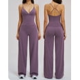 thumbnail image 2 of PISONIC Womens Two Piece Workout Sets Wrap Halter Tank Top Matching High Waist Flared Leggings Yoga Pilates Outfits, 2 of 9