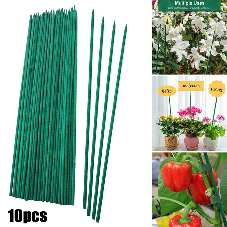 Garsum Green Bamboo Sticks Garden Wood Plant Stakes,Floral Plant Support  Wooden,Wooden Sign Posting Garden Sticks,6 Inches 25 Pack