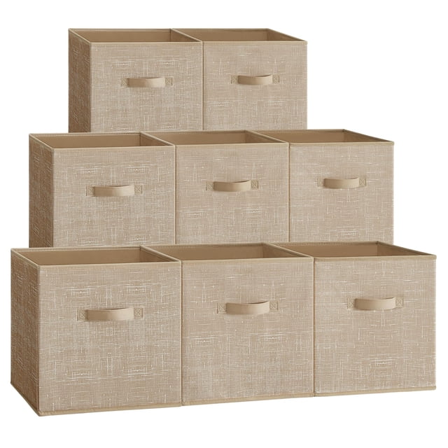 Cubos de almacenamiento SONGMICS, tela no tejida, 33 x 33 cm, color beige