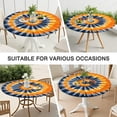 thumbnail image 7 of Orange Blue Tie Dye Mandala Pattern Round Fitted Tablecloth with Elastic Edge,Dining Table Cover Waterproof,Outdoor Round Tablecloth for Camping,Dining,Indoor and Outdoor, 7 of 7
