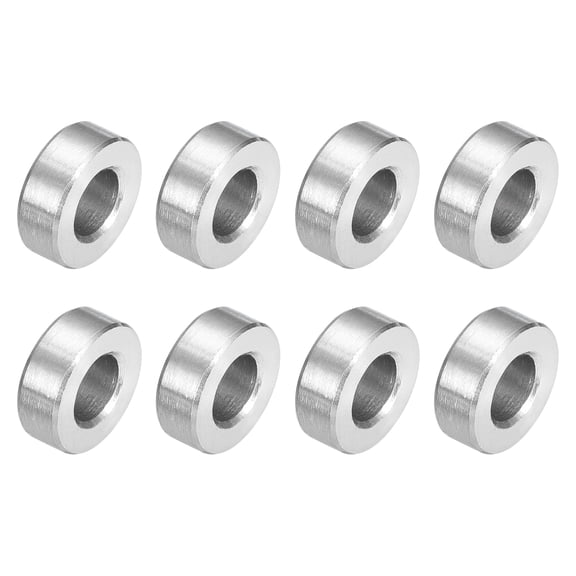 8Pcs 304 Stainless Steel Spacer 1/2" OD x 1/4" ID x 3/16" Length(12x6x4mm) Screw Standoff Bushing Plain Finish Unthreaded Round Metal Spacer for M3 Screws Bolts and Rods, Silver