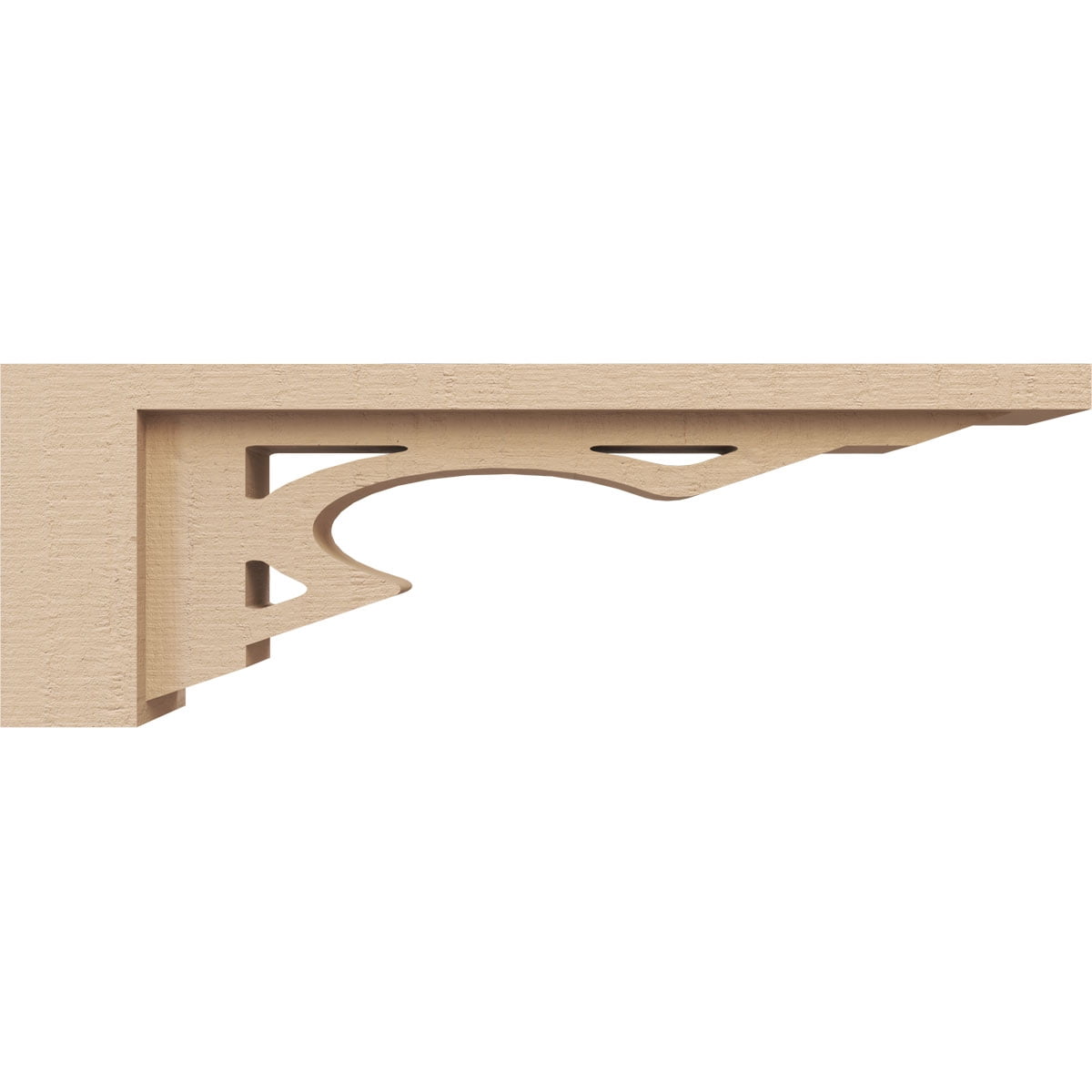 3"W x 18"D x 6"H Thin Sheridan Rough Cedar Woodgrain TimberThane Corbel, Primed Tan
