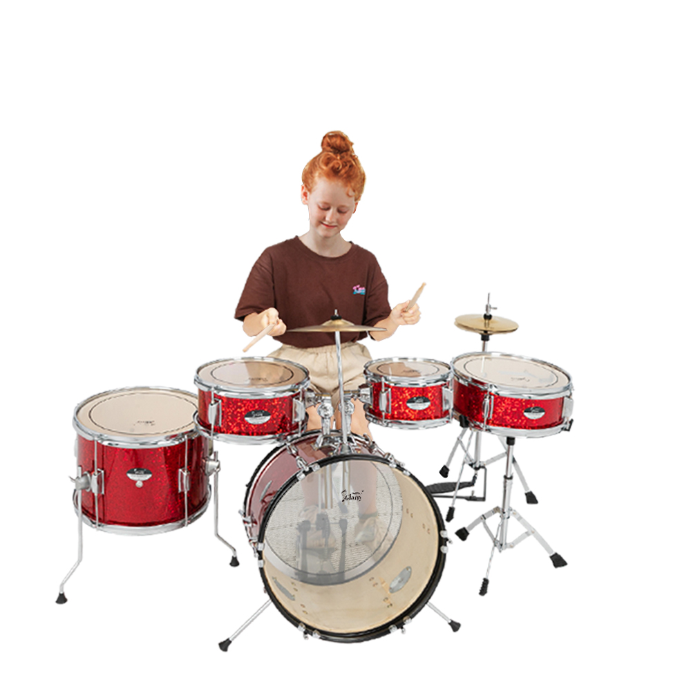 Glarry 16in 5Piece Complete Kids Junior Drum Set with Bass Drum, two