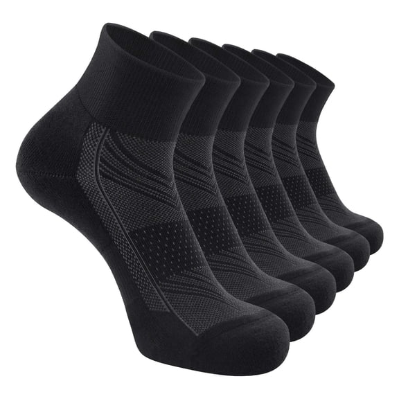 WTOBBY 6 Pairs Men's No-Show Low Cut Athletic Socks, Lightweight Invisible Liner Socks for Running Casual Shoes, Moisture-Wicking Quick-Dry Technology, Breathable Mesh,Black
