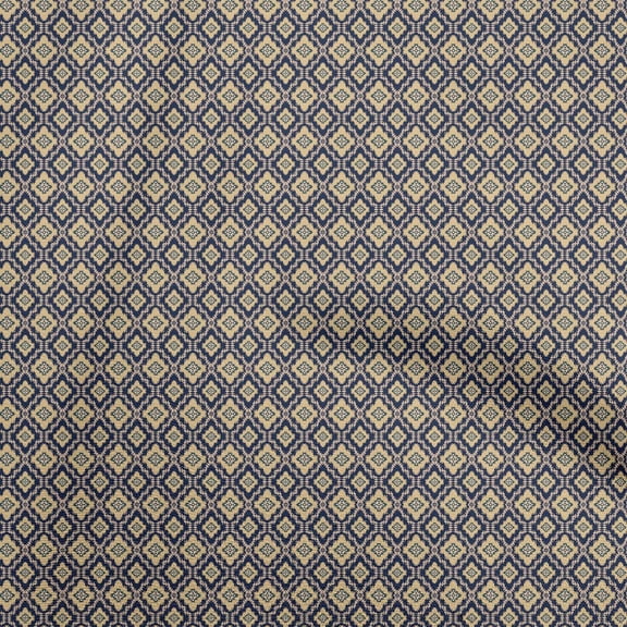 oneOone Cotton Cambric Blue Fabric Asian Kilim Sewing Material Print Fabric By The Yard 42 Inch Wide