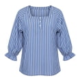 thumbnail image 5 of Guluxicc Women's Striped Shirts Scoop Neck Button Short Sleeve Basic Tops for Summer Casual Outfits, 5 of 8