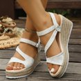 thumbnail image 5 of Dakaela Womens Espadrille Wedge Sandals Ankle Strap Platform Summer Dress Shoes Comfortable Casual Walking Slip on Sandal Size 7.5,White, 5 of 9